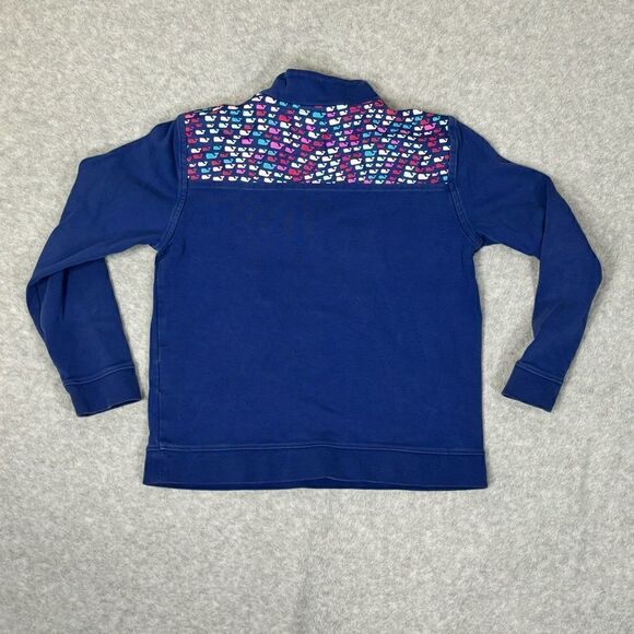 Vinyard Vines Girls Quarter Zip Sweater Kids Size Medium 10 - 12 Navy Blue Whale - Picture 2 of 7